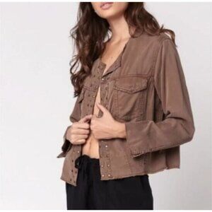 Young Fabulous and Broke Ryder Jacket Womens Medium Studded Open Front Boho